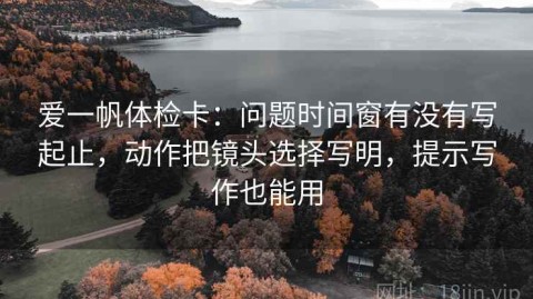 爱一帆体检卡：问题时间窗有没有写起止，动作把镜头选择写明，提示写作也能用