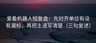 爱看机器人短复盘：先对齐单位有没有漏标，再把主语写清楚（三句复述）