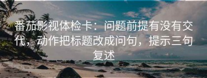 番茄影视体检卡：问题前提有没有交代，动作把标题改成问句，提示三句复述