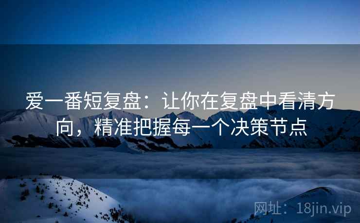 爱一番短复盘:让你在复盘中看清方向,精准把握每一个决策节点 爱一番短复盘:让你在复盘中看清方向,精准把握每一个决策节点